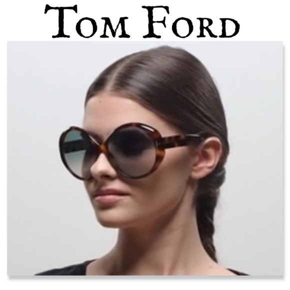 NWOT Tom Ford Terra Havana/Blue Gradient Acetate Round Sunglasses TF848